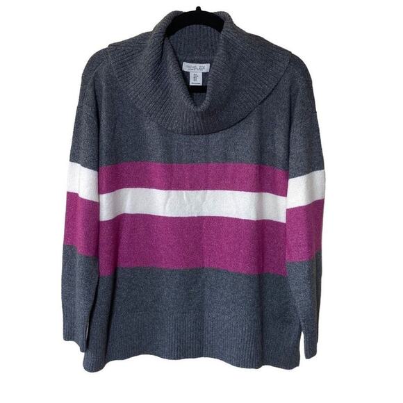 Rachel Zoe Small Oversized Cowlneck Sweater Stripe Soft Girl Light Academia - Picture 1 of 12
